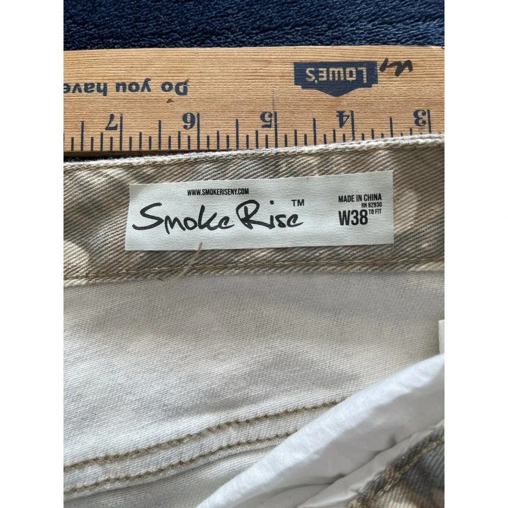 NWT Smoke Rise Cargo Pants Mens 38/34 Sand Camo Straight Stacked Fit - 6 Pockets